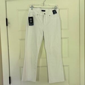 Silver Jeans Suki Kick Flare Cropped White Jeans